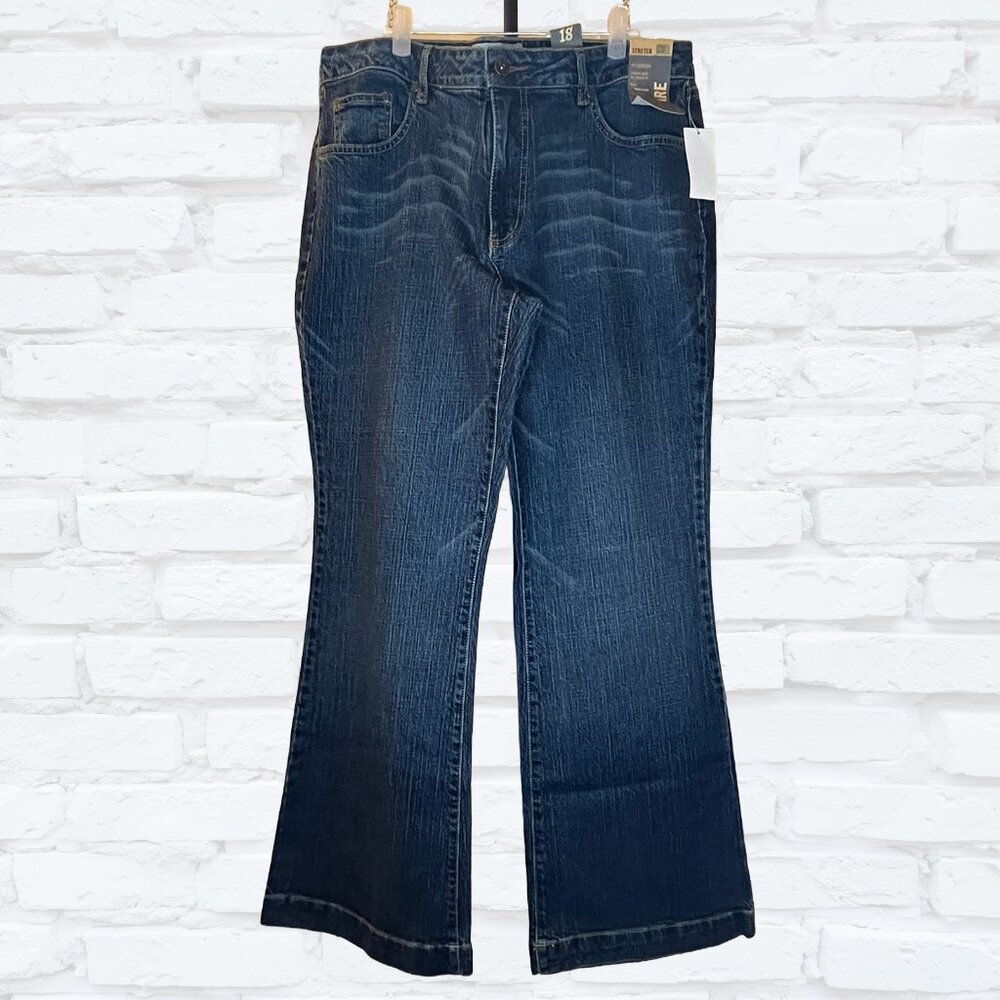 Faded Glory Stretch Flare Jeans NWT Size 18 Antique Wash